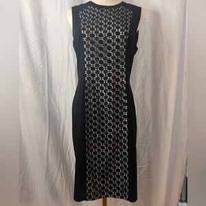 Calvin Klein Black & White Lace-Inset Sheath Dress - Size 6​